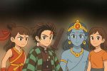 "Animated characters inspired by Indian mythology and anime style"