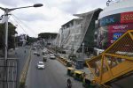 Traffic and Orion Mall with IMAX theater in Bangalore, India.