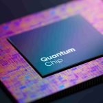Close-up of a quantum chip with vibrant circuitry colors.